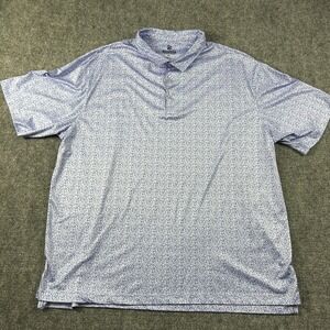 Elliott Collection‎ Polo Shirt Mens 2XL Purple Dots Moisture Wicking Performance